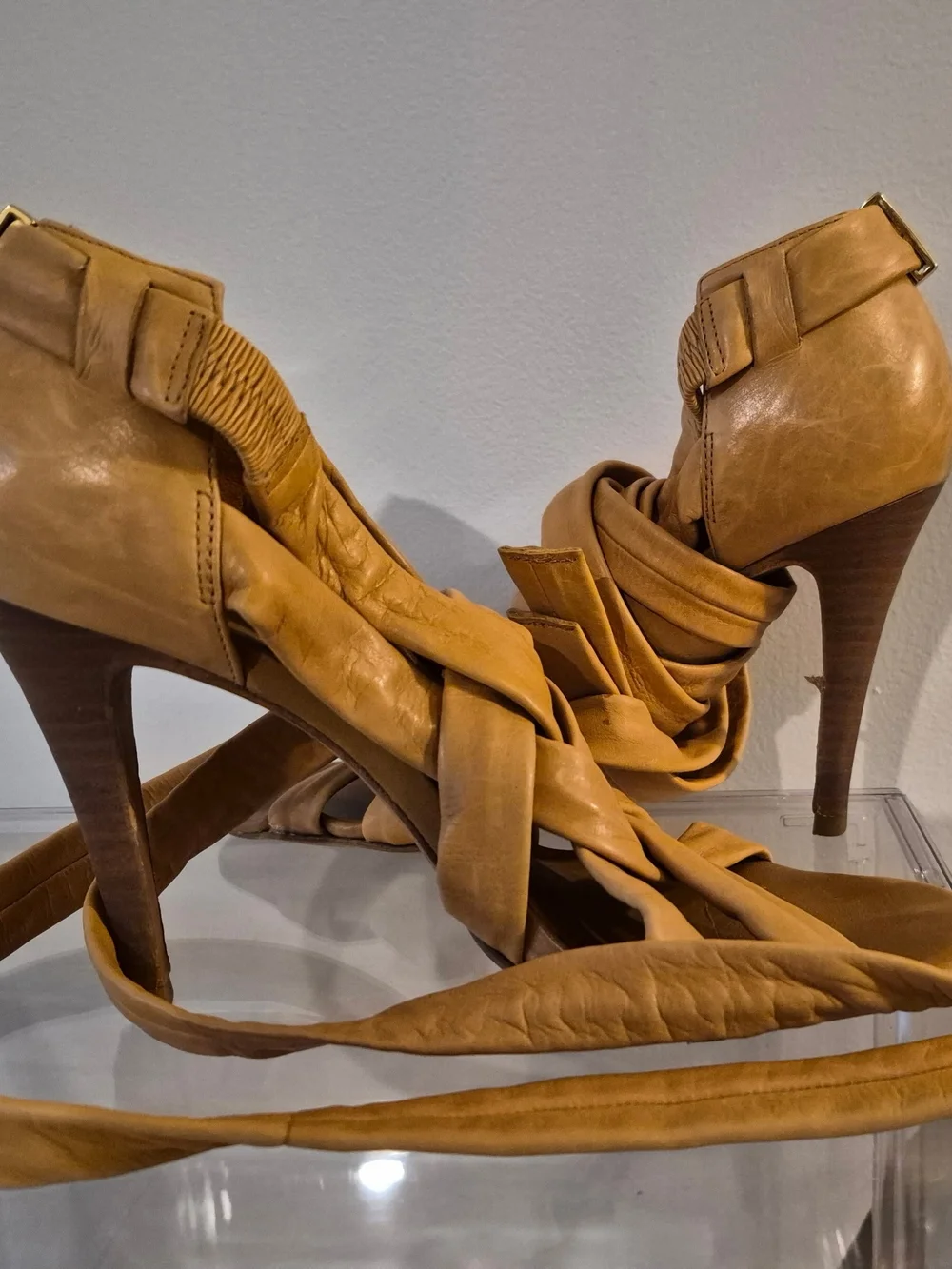 Tory Burch Cognac Wrap-Heel Sandals